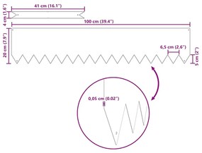 vidaXL Περίγραμμα γκαζόν 10 pcs Ασημί 100 x 0.05 x 20 εκ