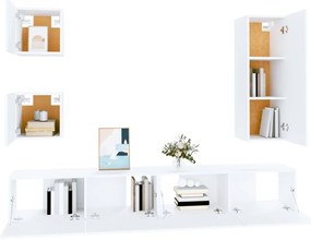 vidaXL Σετ Επίπλου Τηλεόρασης 5 Τεμαχίων Λευκό από Επεξεργασμένο Ξύλο