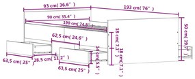 Πλαίσιο Κρεβατιού με Κεφαλάρι/Ποδαρικό Γκρι Σκυροδεμ. 90x190 εκ - Γκρι