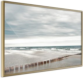 Αφίσα - Chilly Morning at the Seaside - 30x20 - Χρυσό - Χωρίς πασπαρτού