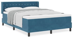 vidaXL κρεβάτι Box Spring  με στρώμα σκούρο μπλε 140x200 εκ. Βελούδο