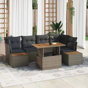 vidaXL Σετ Καναπέ Κήπου με αποθήκευση 10 pcs Γκρι Πολυ ράταν