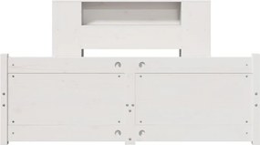 vidaXL Κρεβάτι Βιβλιοθήκη Χωρίς Στρώμα Λευκό 135x190 εκ Μασίφ Πεύκο