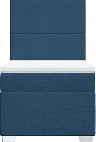 vidaXL Κρεβάτι Boxspring με Στρώμα Μπλε 90x190 εκ.Υφασμάτινο