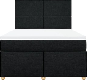 vidaXL Κρεβάτι Boxspring με Στρώμα Μαύρο 140x200 εκ. Υφασμάτινο