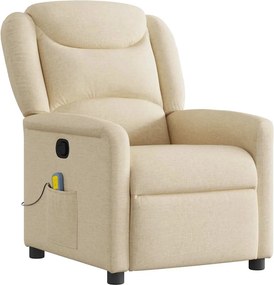 vidaXL Πολυθρόνα Μασάζ Ανακλινόμενη Κρεμ Υφασμάτινη