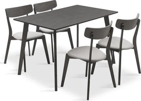 Tραπεζαρία Benson - Toto pakoworld σετ 5τμχ rustic grey - ύφασμα γκρι 120x75x75εκ