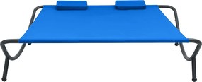 vidaXL Ξαπλώστρα - Κρεβάτι Διπλή Εξωτερικού Χώρου Μπλε Υφασμάτινη