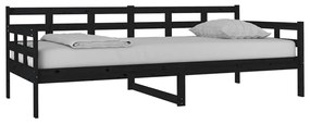 vidaXL Καναπές Κρεβάτι Μαύρος 90 x 200 εκ. από Μασίφ Ξύλο Πεύκου