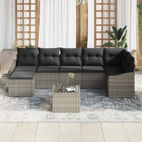 vidaXL Σέτ φαγητού για κήπο με μαξιλάρι 8 pcs Ανοιχτό γκρι