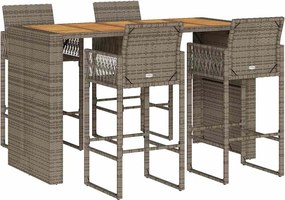 vidaXL Σετ μπαρ κήπου 5 τεμαχίων χωρίς μαξιλάρια Γκρί