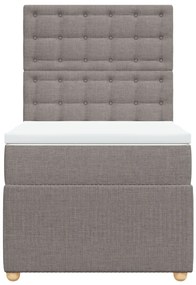 vidaXL Κρεβάτι Boxspring με Στρώμα Taupe 90x200 εκ. Υφασμάτινο