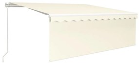 vidaXL Τέντα Συρόμενη Χειροκίνητη με Σκίαστρο & LED Κρεμ 4 x 3 μ.