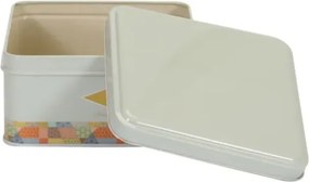 Τετράγωνο μεταλλικό δοχείο αποθήκευσης με σχέδιο green Λευκό 16x16 cm