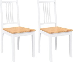 vidaXL Καρέκλες τραπεζαρίας 2 τεμάχια Λευκό μασίφ ξύλο καουτσούκ