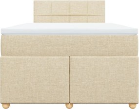 vidaXL Κρεβάτι Boxspring με Στρώμα Κρεμ 120x190 εκ. Υφασμάτινο