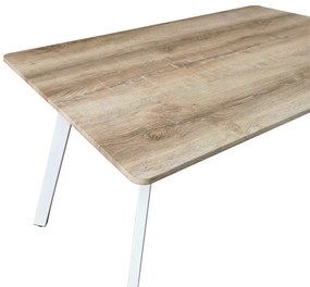 Τραπέζι Squaro pakoworld sonoma mdf με λευκά μεταλλικά πόδια 120x70x75εκ