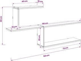 vidaXL Ράφι Τοίχου Λευκό 122 x 18 x 60 εκ. Επεξεργασμένο Ξύλο