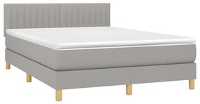 vidaXL Κρεβάτι Boxspring με Στρώμα &amp; LED Αν.Γκρι 140x190εκ. Υφασμάτινο