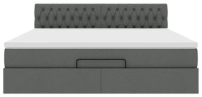 vidaXL Οθωμανικό κρεβάτι με στρώμα σκούρο γκρι 160x200cm ύφασμα
