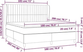 vidaXL Κρεβάτι Boxspring με Στρώμα Μαύρο 180x200 εκ. Υφασμάτινο