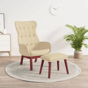 vidaXL Πολυθρόνα Relax Κρεμ Υφασμάτινη με Υποπόδιο