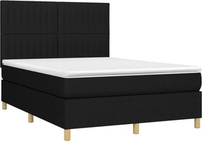 vidaXL Κρεβάτι Boxspring με Στρώμα Μαύρο 140x190 εκ. Υφασμάτινο