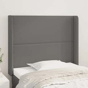 Κεφαλάρι με Πτερύγια Γκρι 103x16x118/128 εκ.Συνθετικό Δέρμα 3119528