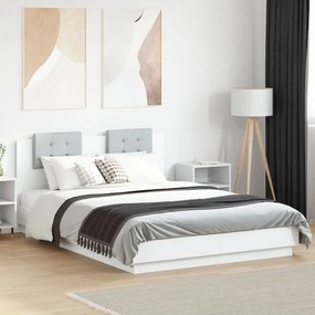 vidaXL Πλαίσιο Κρεβατιού με Κεφαλάρι Λευκό 140x200 εκ. Επεξ. Ξύλο