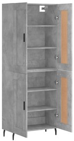 vidaXL Ντουλάπι Γκρι Σκυροδέματος 69,5x34x180 εκ. Επεξεργασμένο Ξύλο