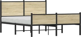 vidaXL Σκελετός Κρεβ. Χωρίς Στρώμα Sonoma Δρυς 140x200 εκ. Μεταλλικό