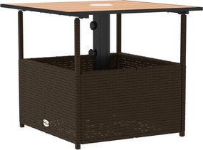 vidaXL Τραπέζι Κήπου με Οπή Ομπρέλας Καφέ 55x55x46,5εκ. Συνθ. Ρατάν