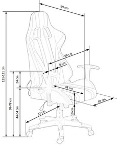 Καρέκλα gaming Houston 610, Γκρι, Μαύρο, Ανοιχτό πράσινο, 121x68x69cm, Με μπράτσα, Με ρόδες, Μηχανισμός καρέκλας: Κλίση