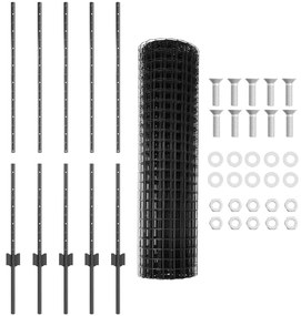 vidaXL Τεντώτο με στήριγμα Γκρι 1,2 x 10 m Χάλυβας και PVC