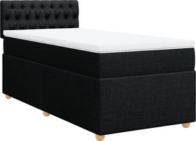 vidaXL Κρεβάτι Boxspring με Στρώμα Μαύρο 90x200 εκ. Υφασμάτινο
