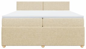 vidaXL Κρεβάτι Boxspring με Στρώμα Κρεμ 200x200 εκ. Υφασμάτινο
