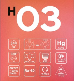 LED Filament Λαμπτήρας H03 Cone 140 Διαφανής 10W E27 Dimmable 2700K