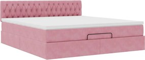 vidaXL Οθωμανικό κρεβάτι με στρώμα ροζ 160x200cm Βελούδο