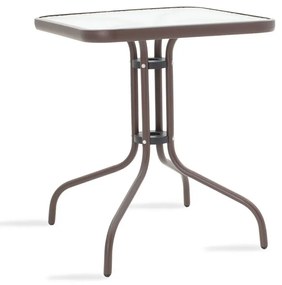 Τραπέζι Watson pakoworld μέταλλο καφέ-γυαλί 60x60x70εκ Model: 130-000005
