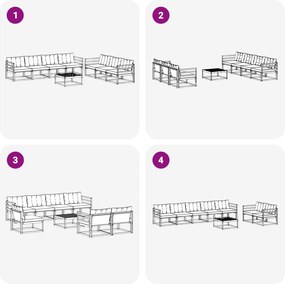 vidaXL Σειρά Καναπέ Εξωτερικού 8 pcs Λευκό και μαύρο