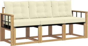 vidaXL Σειρά Καναπέ Εξωτερικού με μαξιλάρι 3 pcs Λευκό και Κρεμ