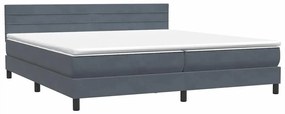 Κρεβάτι Boxspring με Στρώμα Σκούρο Γκρι 180x210 εκ. Βελούδινο - Γκρι