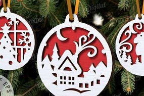 Σετ των 2 Intra απο ξύλο plywood 3mm-4mm πάχος Τρισδιάστατη διακόσμηση Χριστουγεννιάτικου Δέντρου Δίασταση 15x15 cm INTRAFABR-107889220