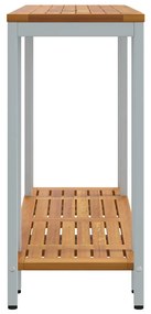 vidaXL Εξωτερικό Τραπέζι Φυσικό & Γκρι, 35 x 110 x 75 εκ, Σταθερό, Φτιαγμένο από Ξύλο και Χάλυβα