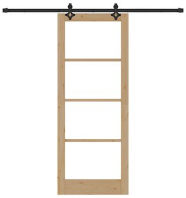vidaXL Συρόμενη Πόρτα  με Σετ Υλικών 83x211 cm Συμπαγές Ξύλο Πεύκου