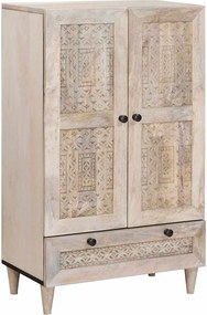 vidaXL Highboard Λευκό 60 x 33 x 100 εκ. Μασίφ ξύλο μάνγκο