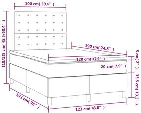 Κρεβάτι Boxspring με Στρώμα Σκούρο Γκρι 120x190 εκ. Βελούδινο - Γκρι