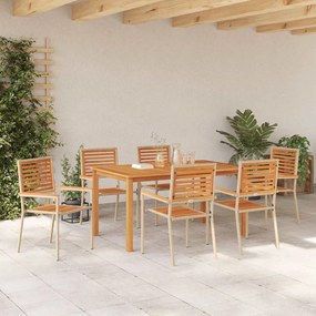 vidaXL Σέτ φαγητού για κήπο 7 pcs Μπεζ Πολυ ράταν