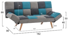 ΚΑΝΑΠΕΣ ΚΡΕΒΑΤΙ MULTICOLOR 3ΘΕΣΙΟΣ HM3167.11 182Χ80Χ88Υ εκ.