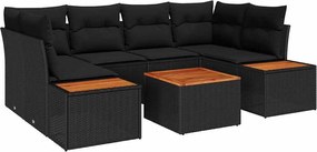 vidaXL Σετ Καναπέ Κήπου με μαξιλάρι 6 pcs Μαύρο Πολυ ράταν